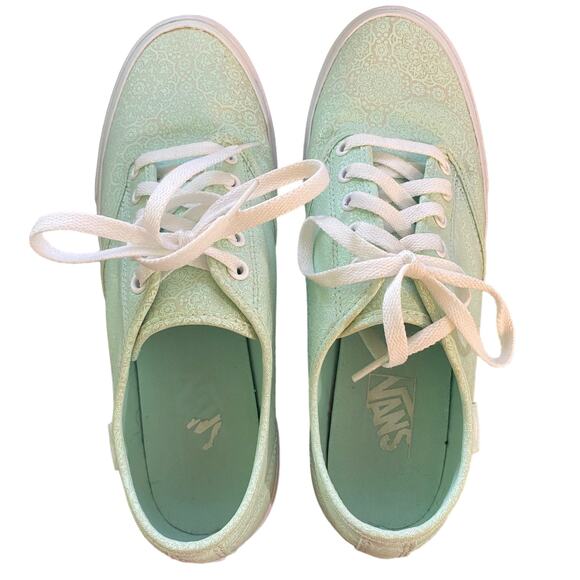 Vans Off The Wall Mint Green Paisley Sneakers 9.5 - Picture 4 of 9